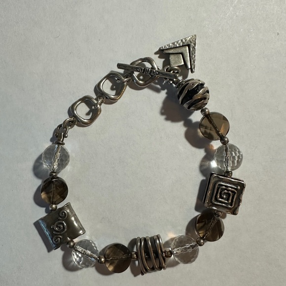 Silpada Silver with clear and Brown Beaded Bracelet - Picture 1 of 3